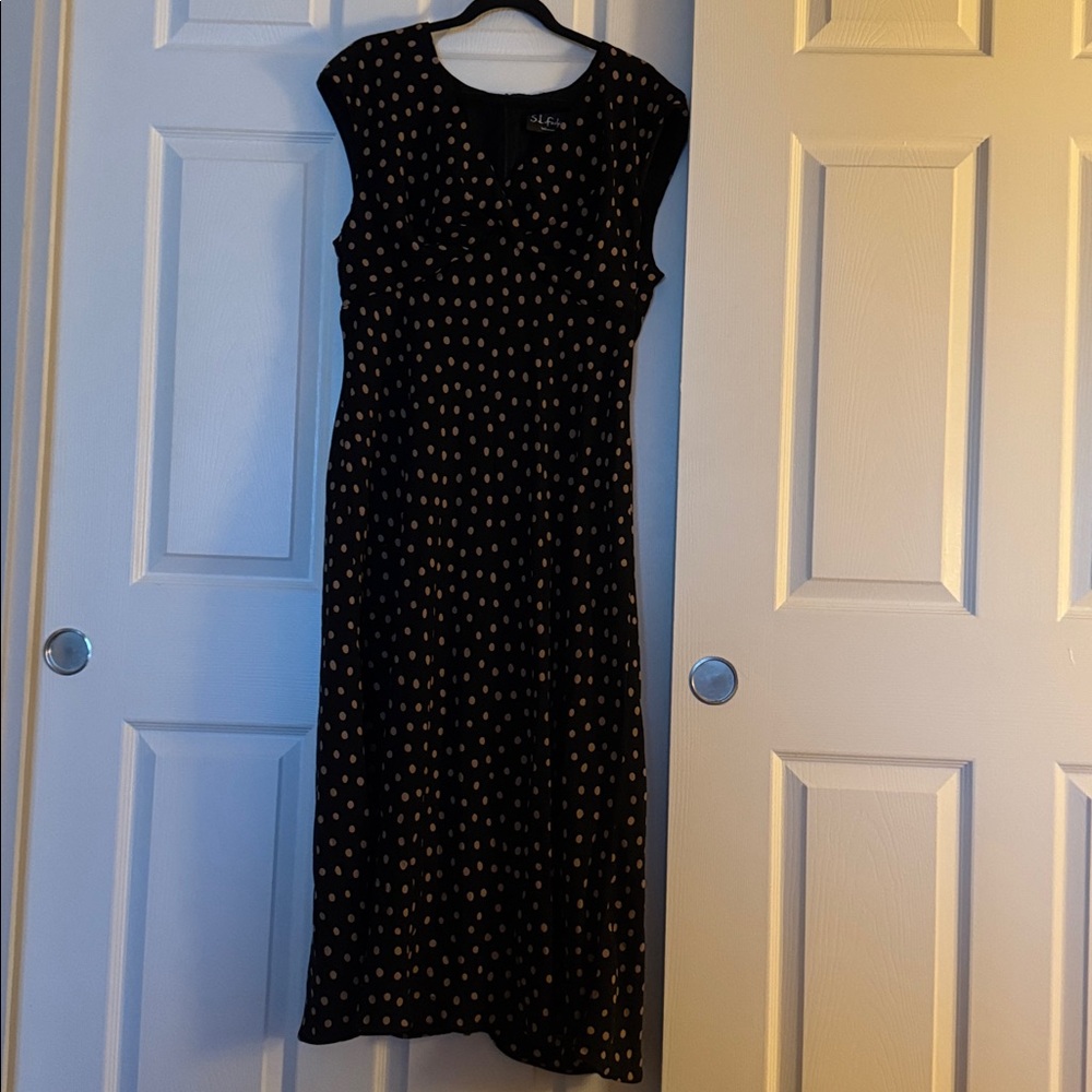 Vintage Black Dress with Gold Dots